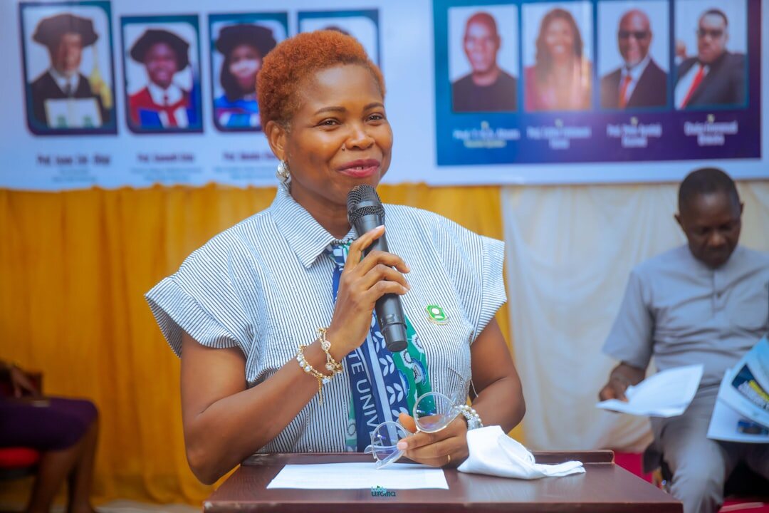 female politician speaking at event